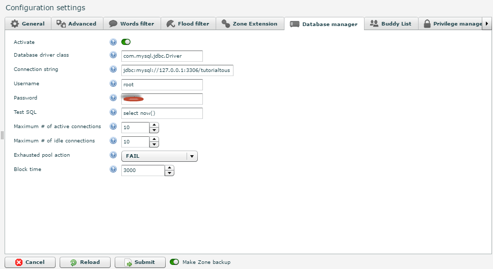 adminpanel's DataBase Manager TAB